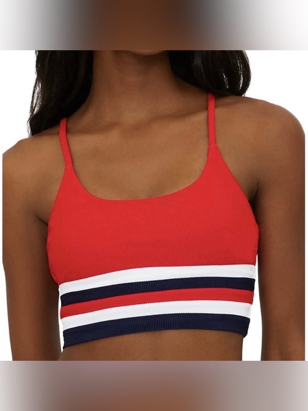 Beach Riot Mae Ribbed Bikini Top, American Colorblock, Size XS, MSRP $108
